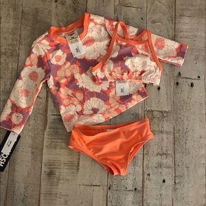 OshKosh B'gosh Floral Rashguard Set - Orange and Purple